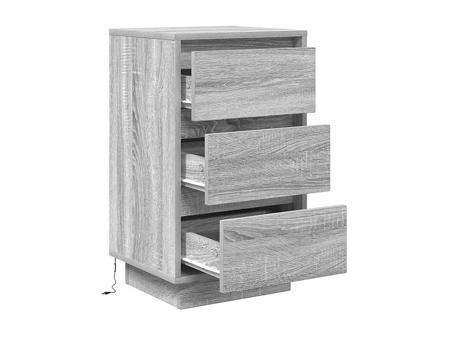 Table de chevet avec lumières LED sonoma gris 38x34x65 cm