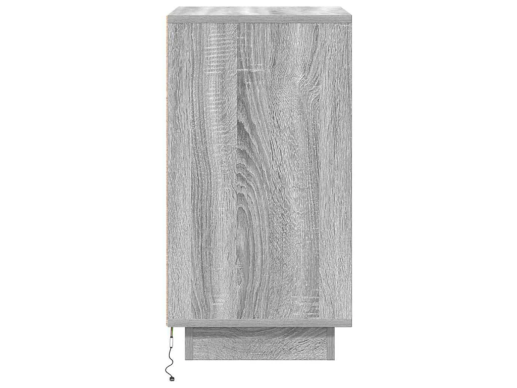 Comodino con Luci LED Grigio Sonoma 38x34x65 cm