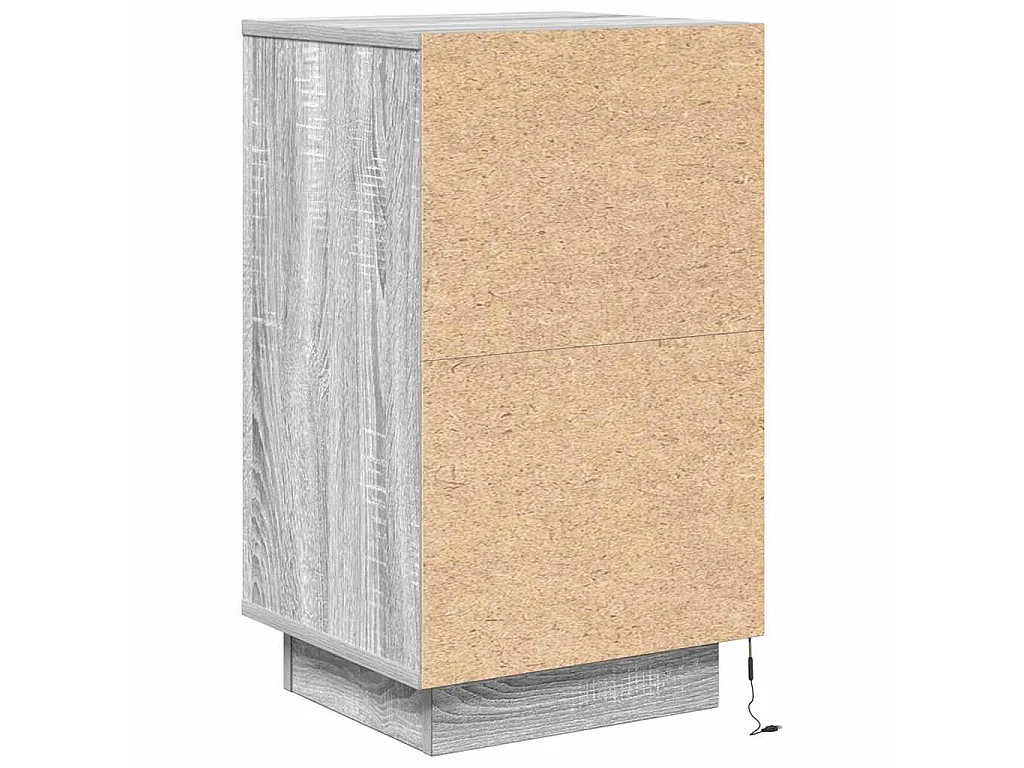 Comodino con Luci LED Grigio Sonoma 38x34x65 cm