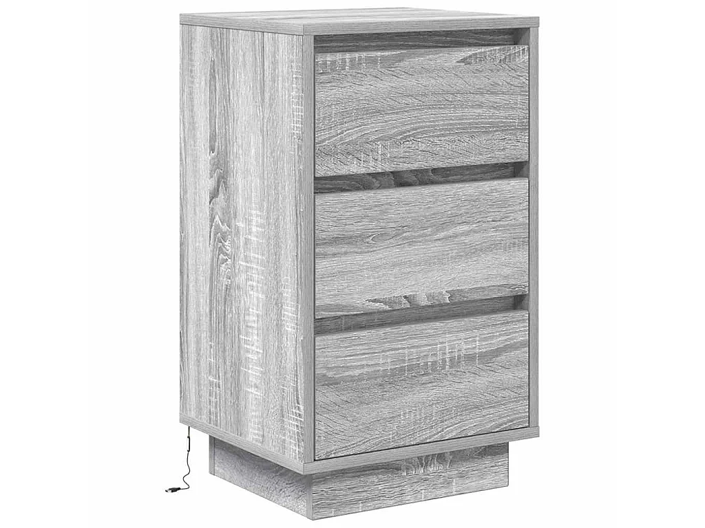 Table de chevet avec lumières LED sonoma gris 38x34x65 cm
