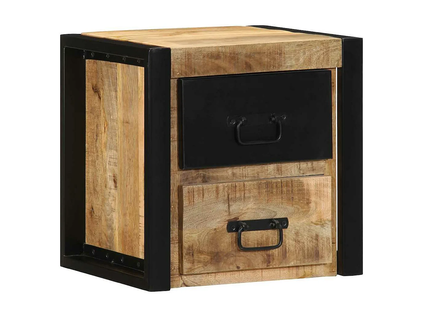 Nachtkastjes 2 st 40x35x40 cm massief ruw hout mango