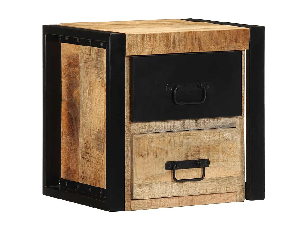 Tables de chevet 2 pcs 40x35x40 cm bois de manguier massif brut
