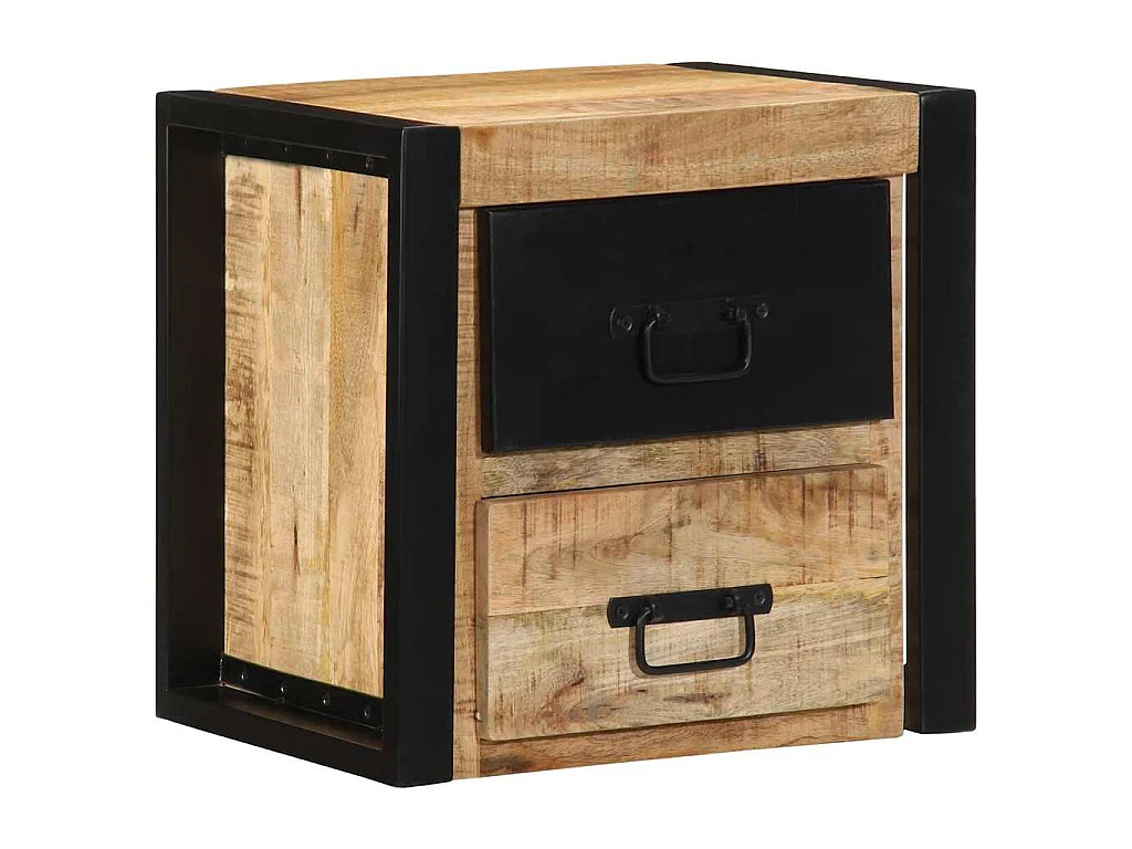 Tables de chevet 2 pcs 40x35x40 cm bois de manguier massif brut