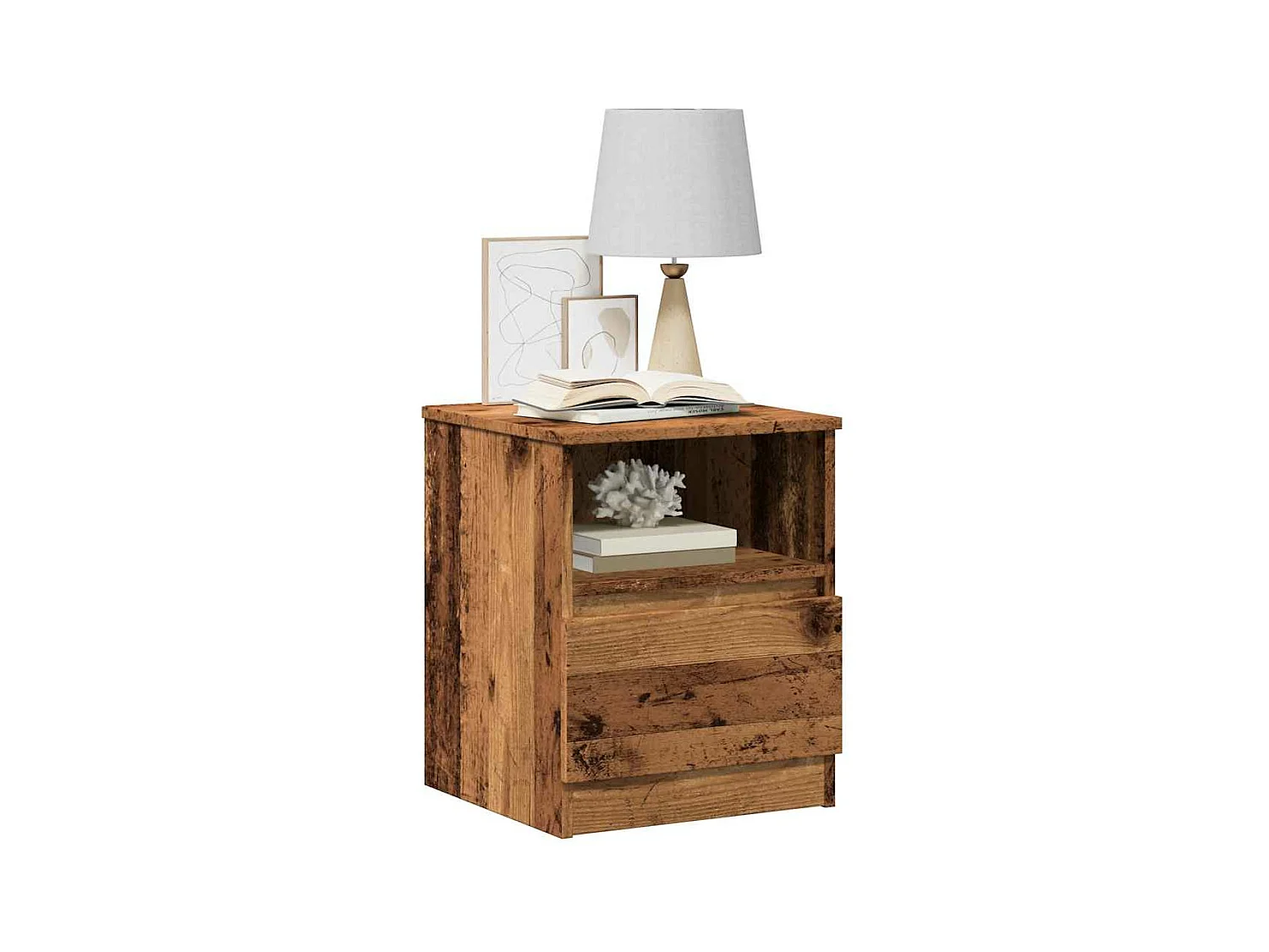 Table de chevet 2 pcs vieux bois 40x40x50 cm bois d’ingénierie