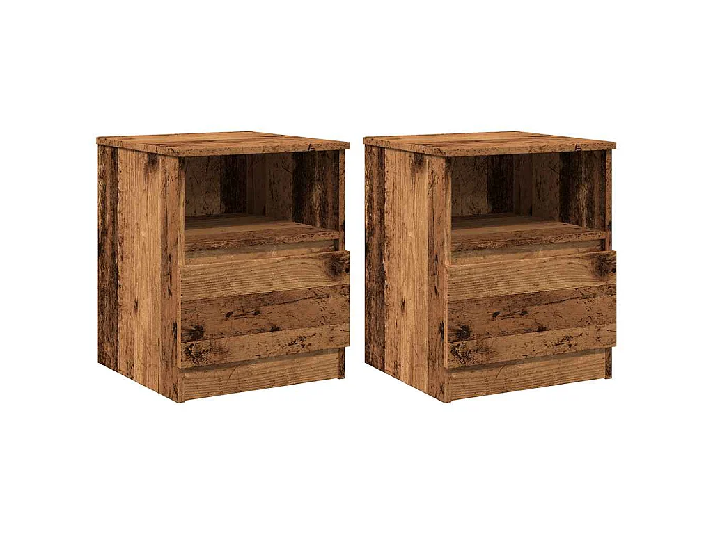 Mesitas de noche 2 uds madera ingeniería envejecida 40x40x50 cm