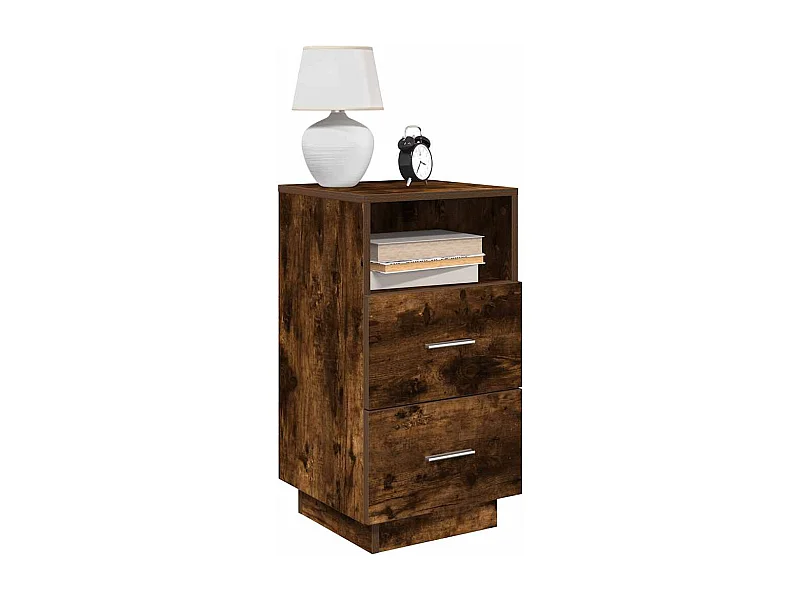Tables de chevet 2 pcs avec 2 tiroirs chêne fumé 36x36x68 cm