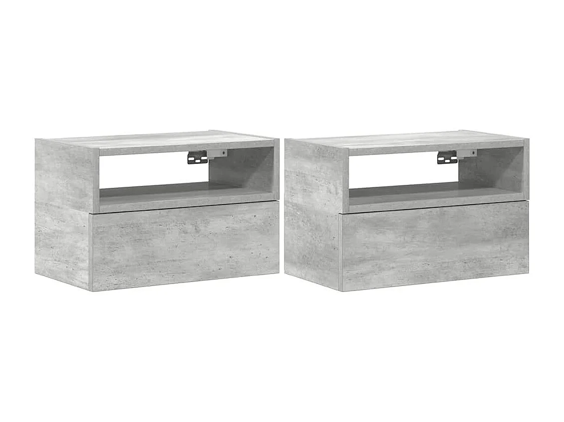 Comodini a Muro 2 pz Grigio Cemento 45x26x28,5 cm