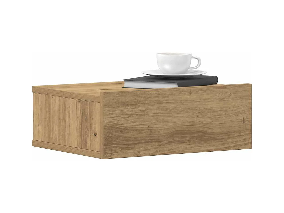 Table de chevet flottante chêne artisanal bois d'ingénierie