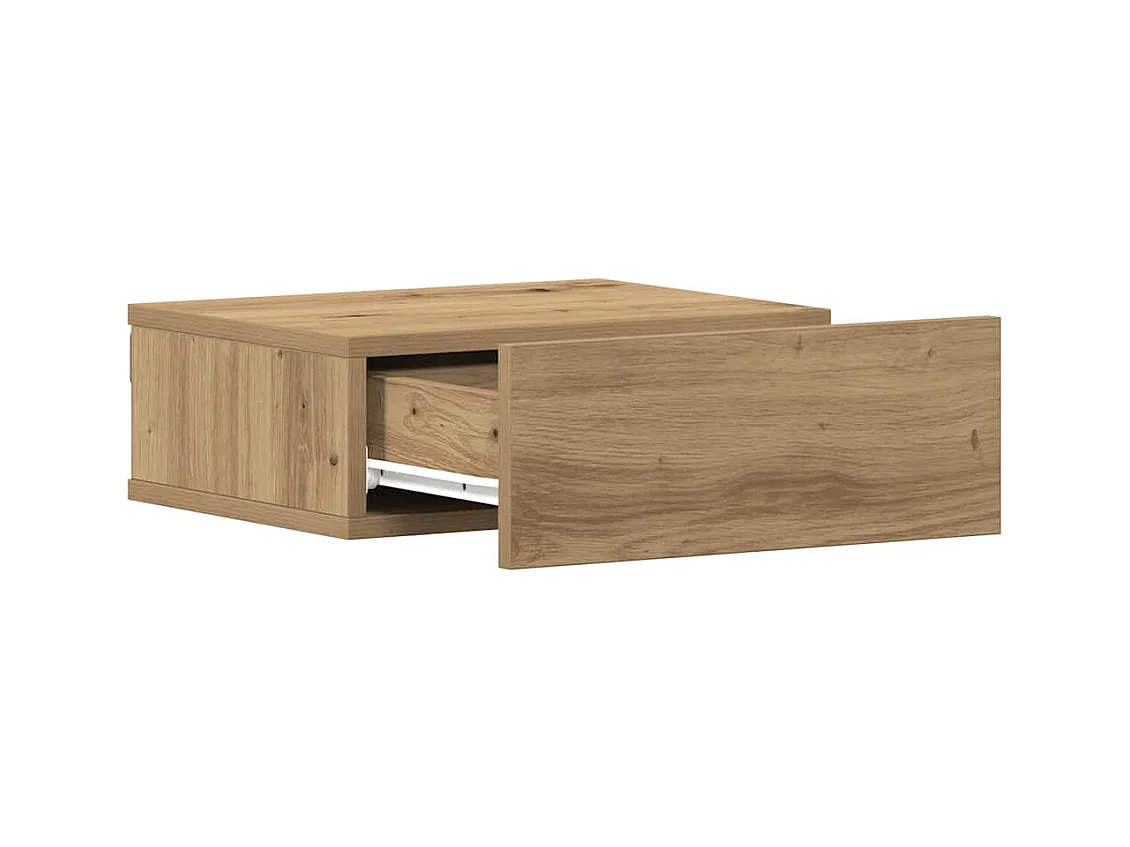 Nachtkastje zwevend 40x32x15 cm bewerkt hout artisanaal eiken