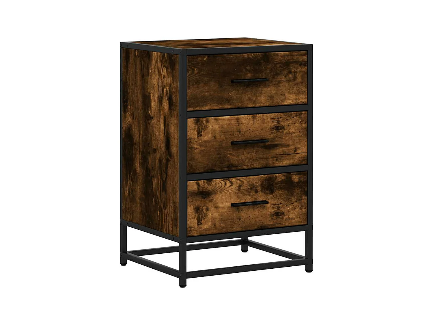 Table de chevet chêne fumé 40x34,5x60cm bois d'ingénierie métal