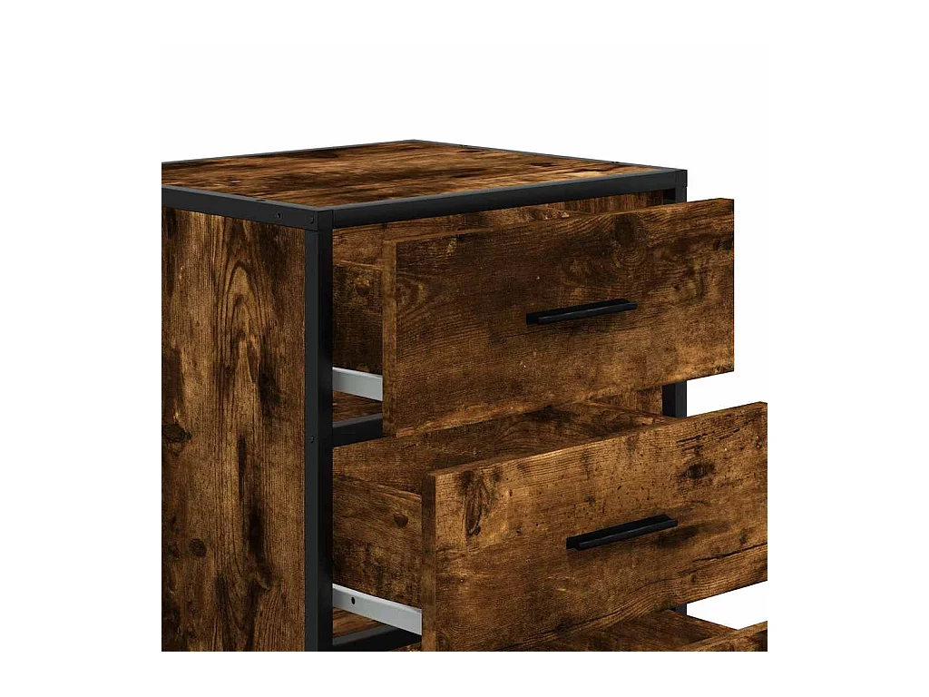 Table de chevet chêne fumé 40x34,5x60cm bois d'ingénierie métal