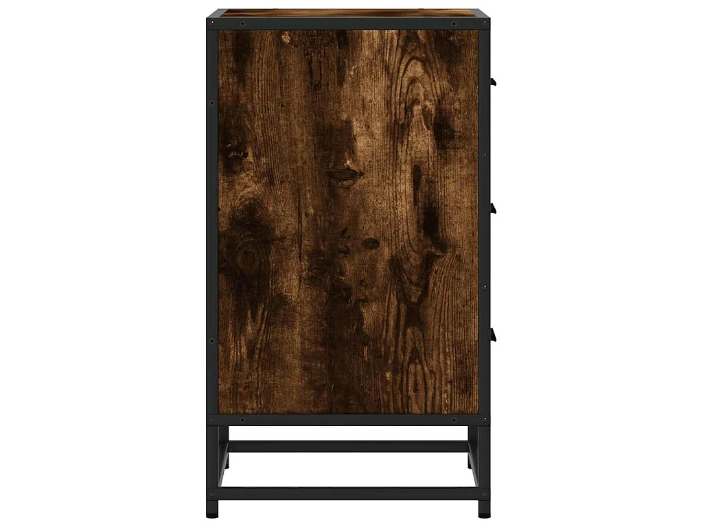 Nachtkastje 40x34,5x60 cm bewerkt hout en metaal gerookt eiken