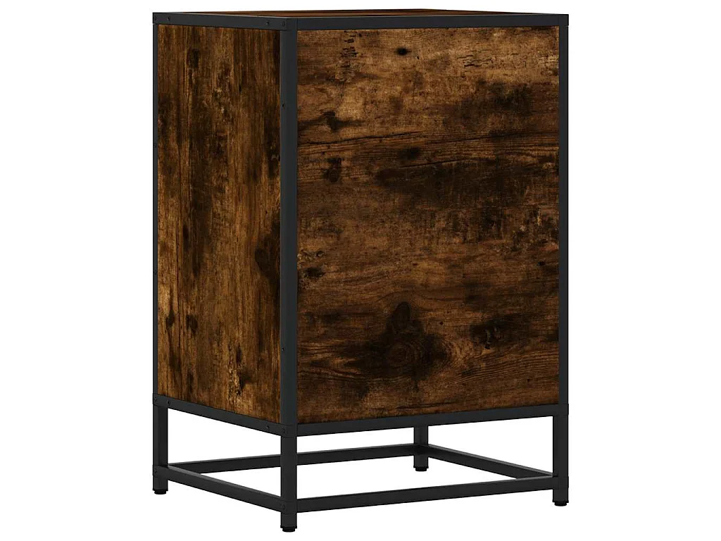 Nachtkastje 40x34,5x60 cm bewerkt hout en metaal gerookt eiken