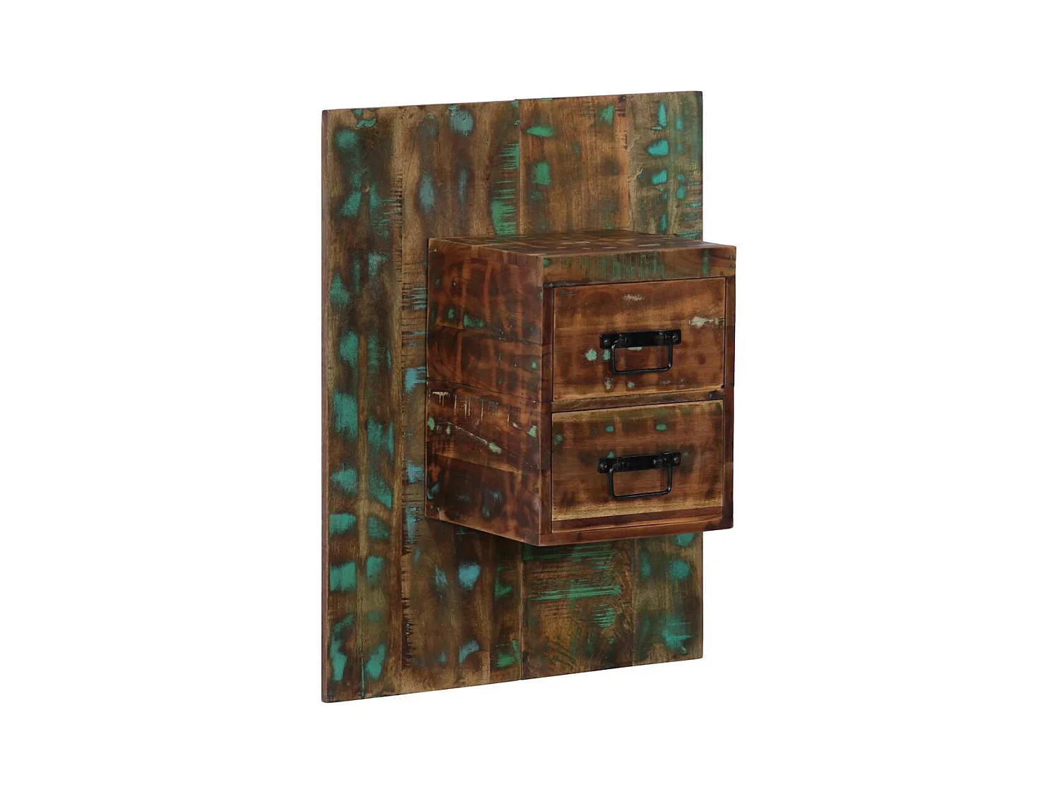 Table de chevet multicolore 60x32x80 cm bois de récupération