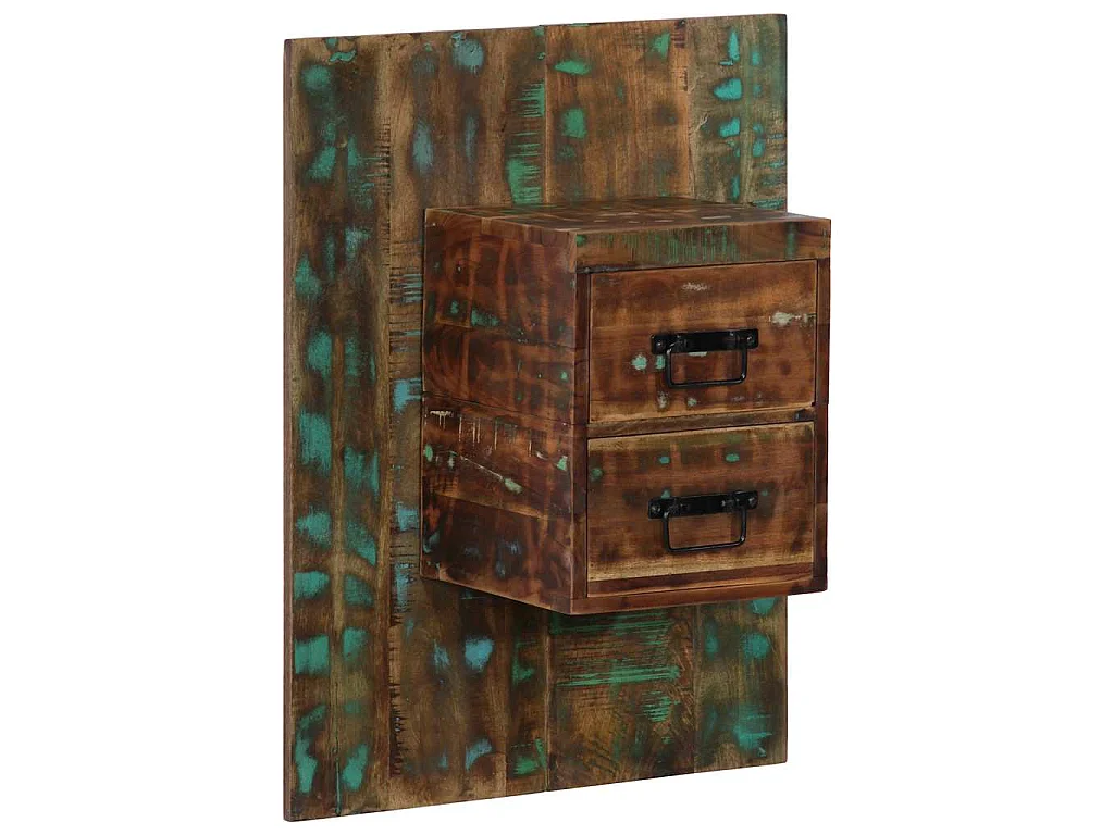 Table de chevet multicolore 60x32x80 cm bois de récupération
