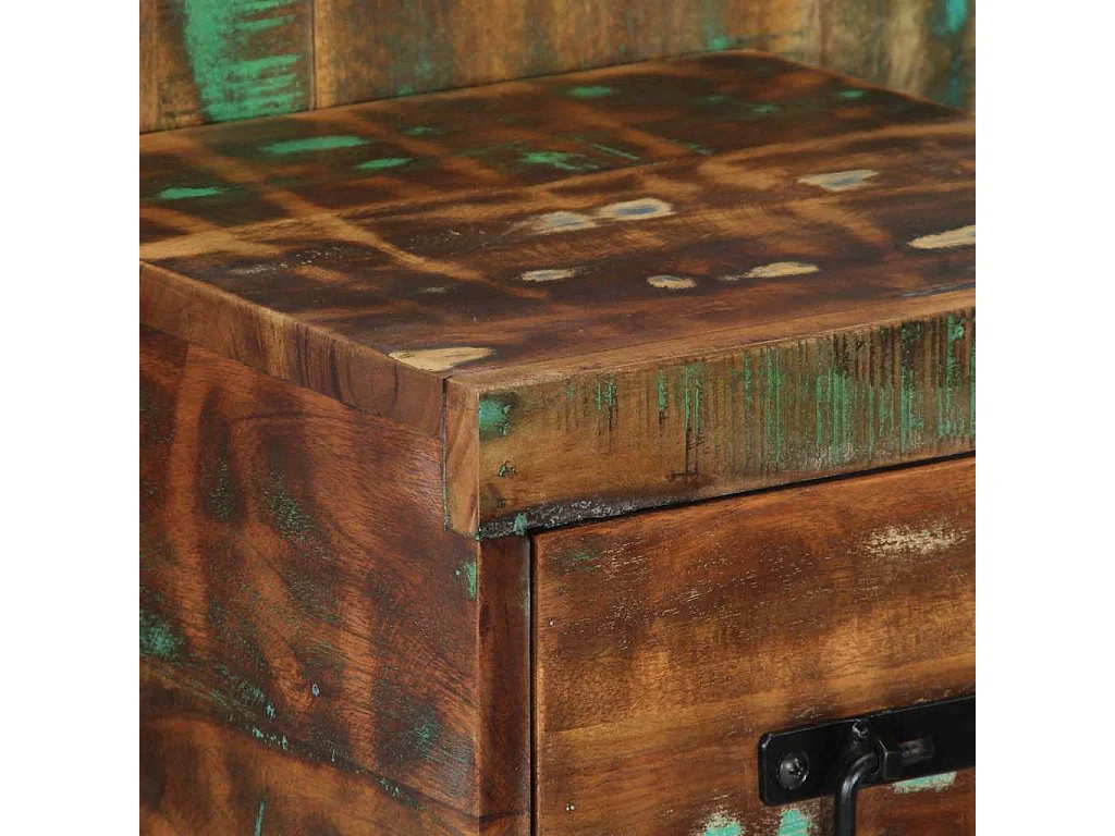 Table de chevet multicolore 60x32x80 cm bois de récupération