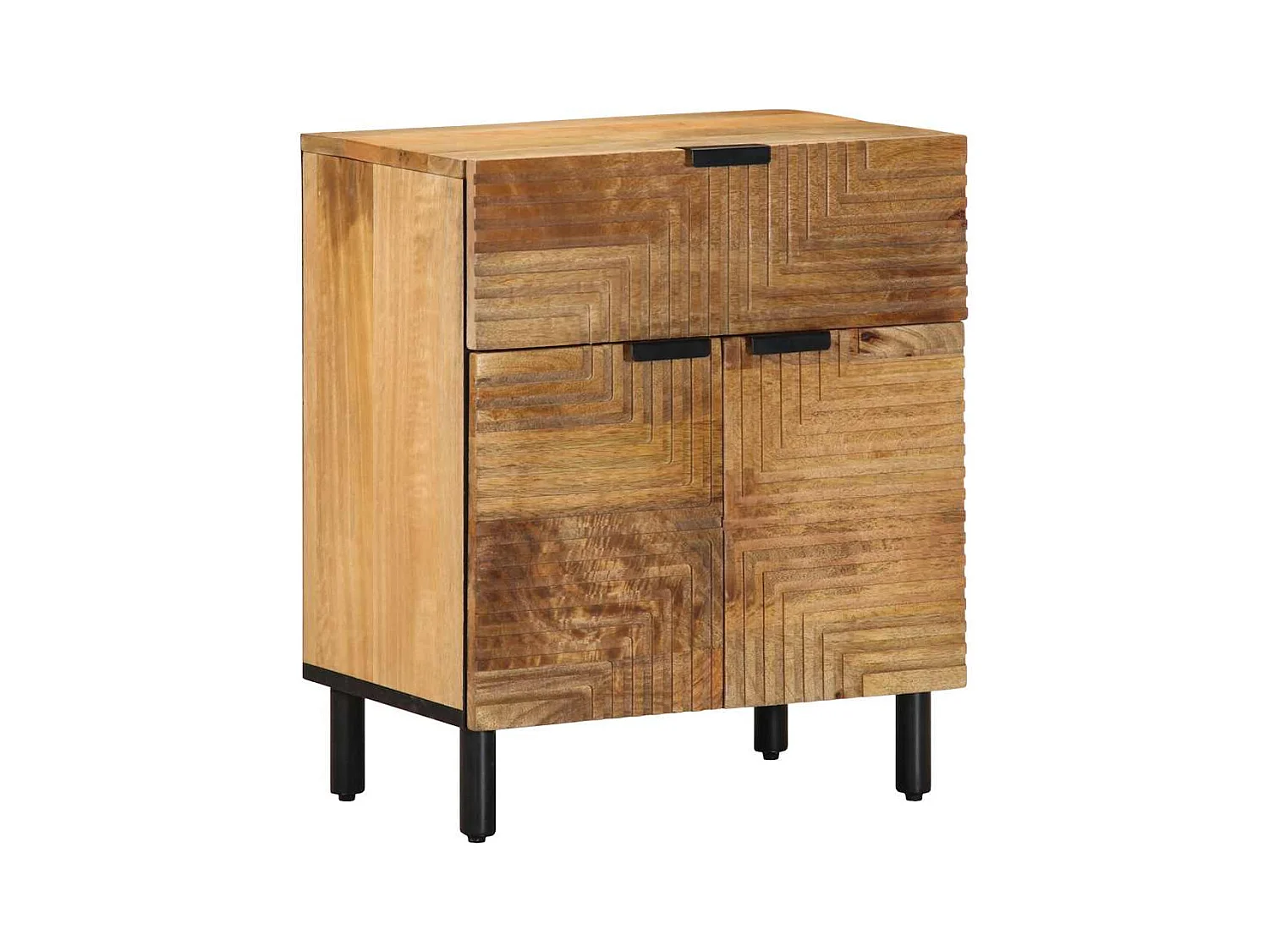 Comodino Marrone 50x33x60 cm in Legno Massello di Mango