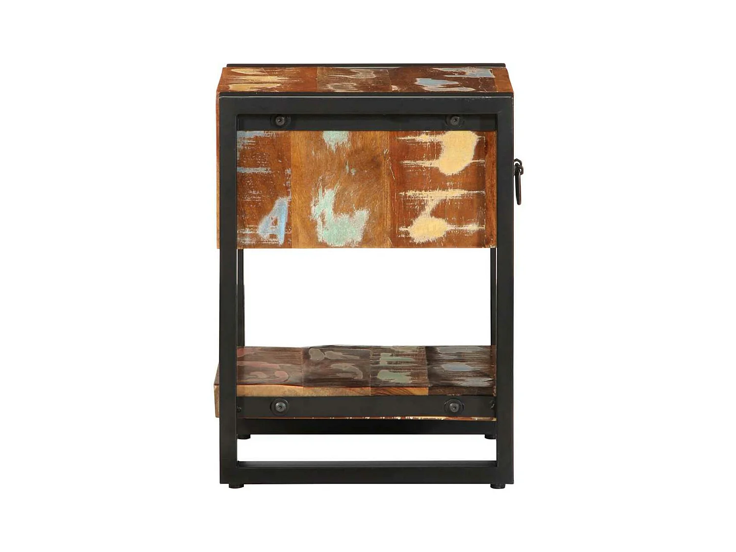 Comodino Multicolore 35x34x45 cm in Legno Massello Recupero