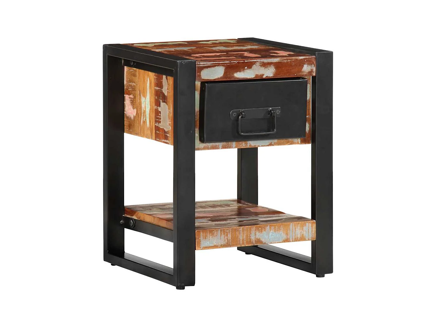 Table de chevet multicolore 35x34x45cm bois massif récupération