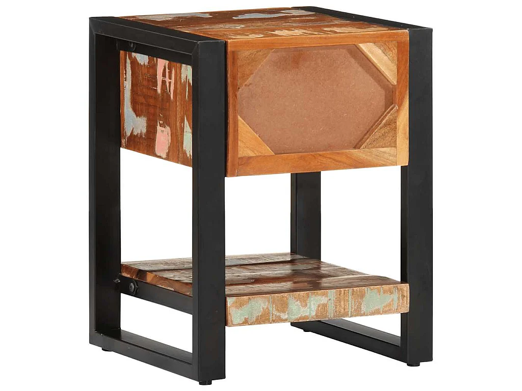 Nachtkastje 35x34x45 cm massief gerecycled hout meerkleurig