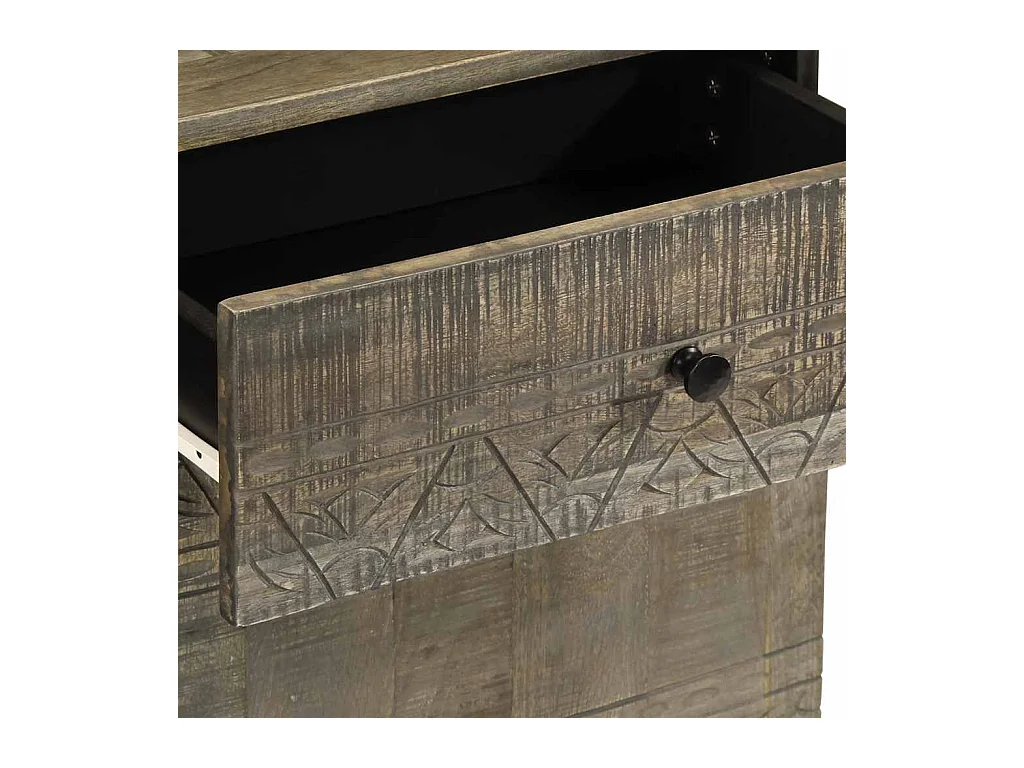 Table de chevet gris clair 50x33x60 cm bois de manguier massif