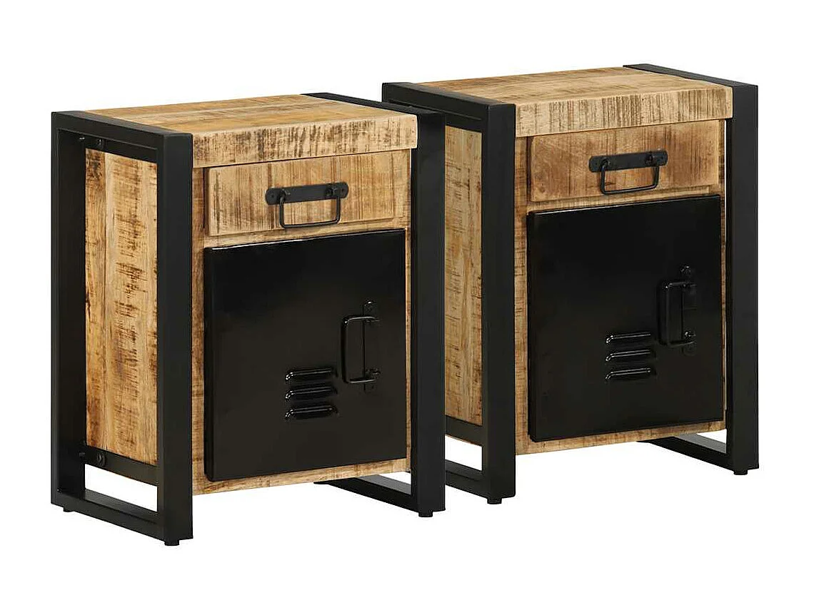 Mesas de cabeceira 2 peças manga de madeira maciça