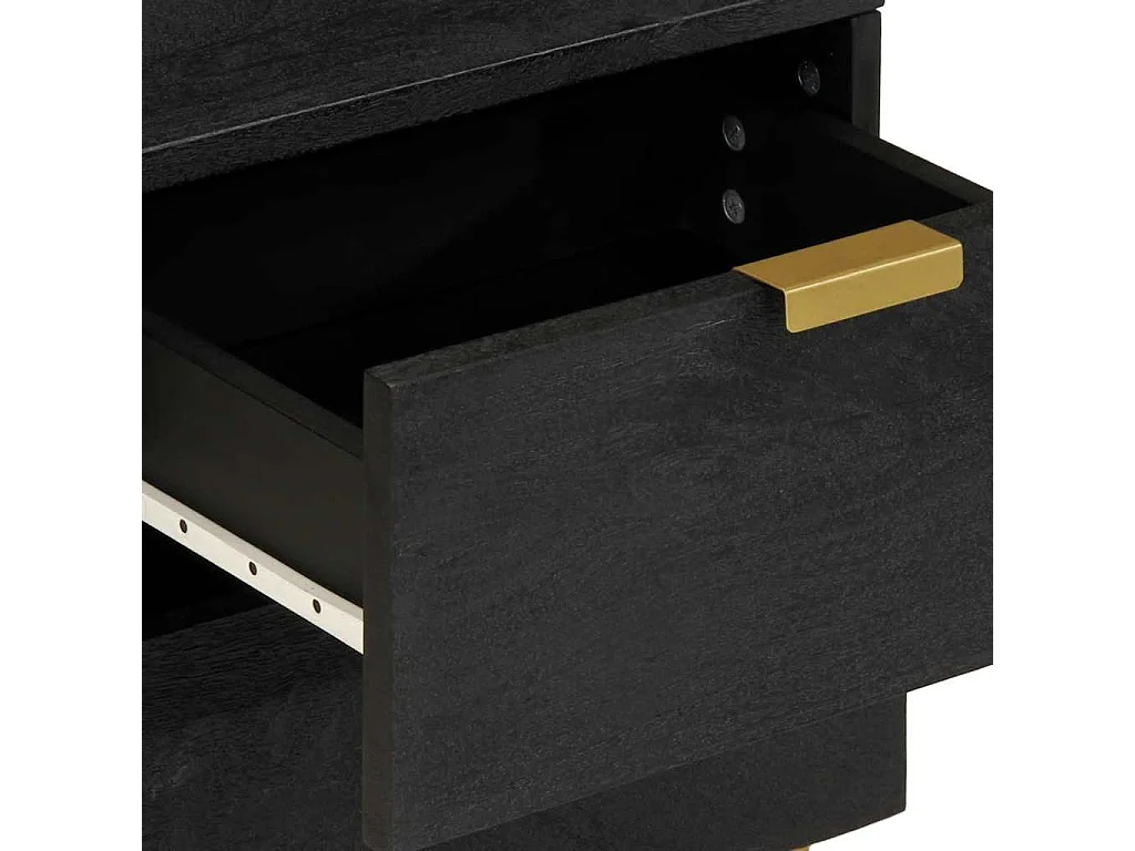 Nachttische 2 Stk. Schwarz 40x33x46 cm Massivholz Mango