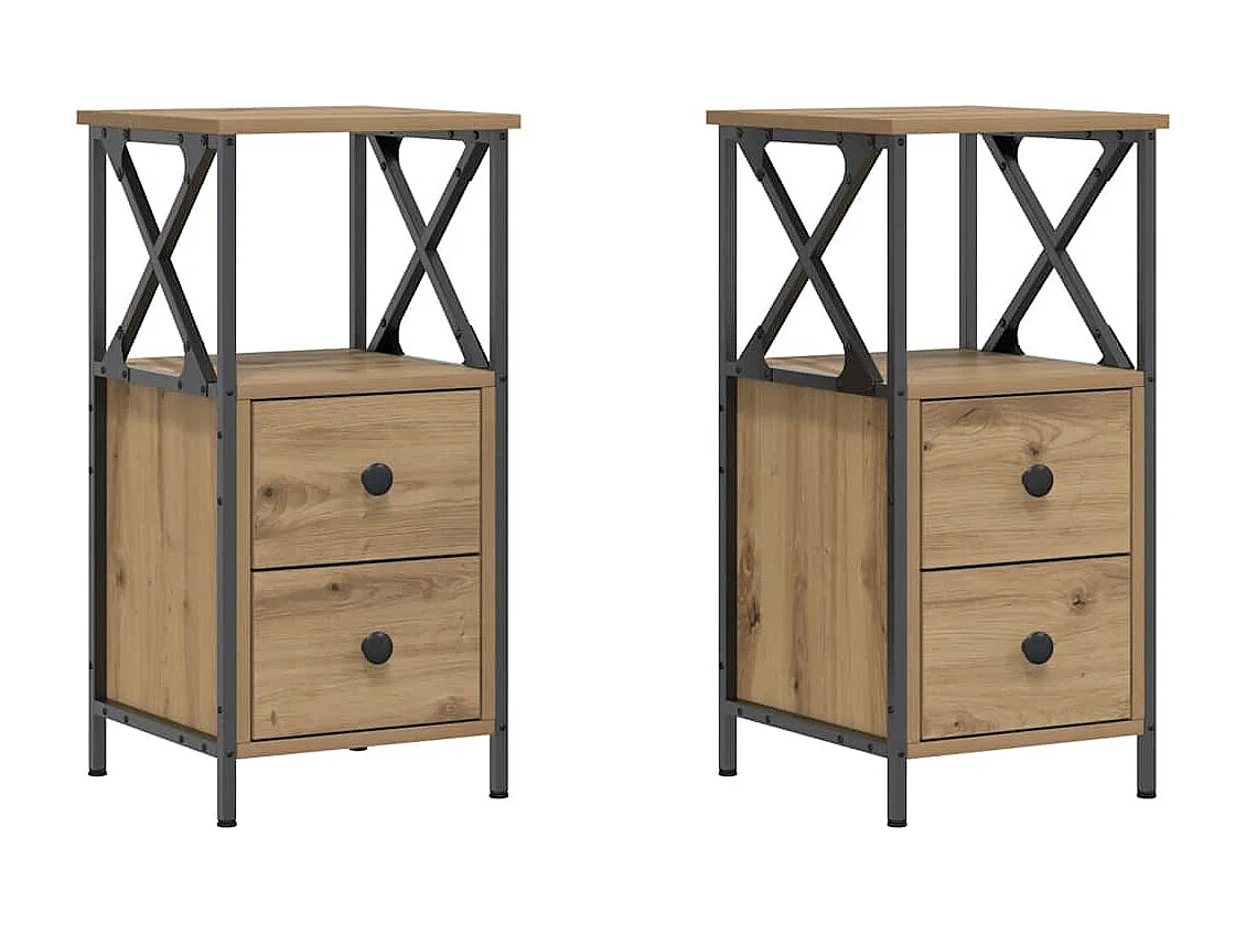 Tables de chevet 2 pcs chêne artisanal bois d'ingénierie