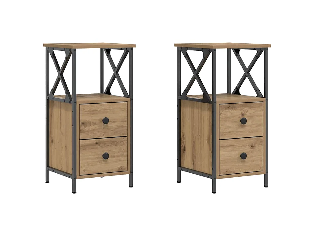 Nachttische 2 Stk. Artisan-Eiche 34x35,5x70 cm Holzwerkstoff