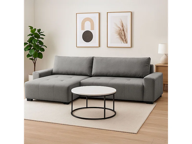 Ecksofa Malone Stoff Grau Modular mit Stauraum