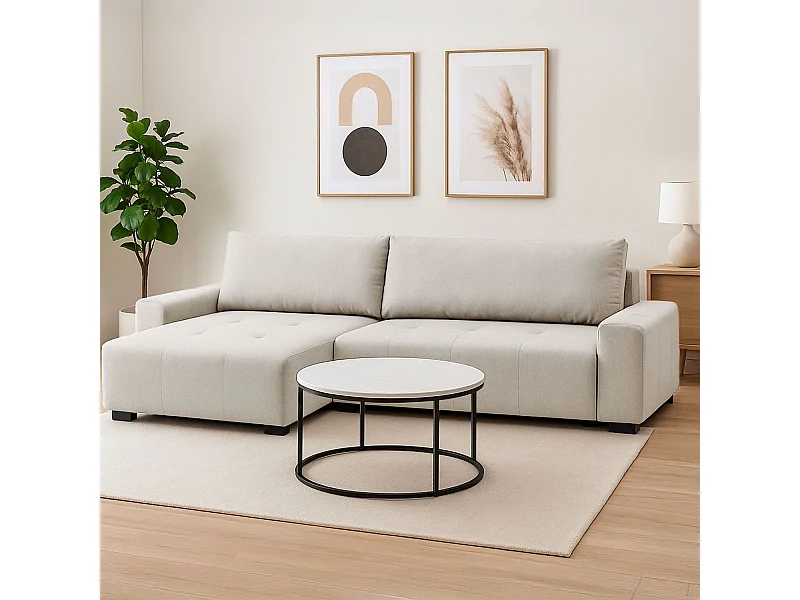 Ecksofa Malone Stoff Beige Modern und Bequem