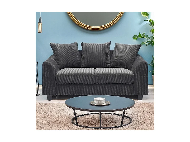 2-Sitzer-Sofa Mozart Cord Velours Dunkelgrau Modern und Bequem