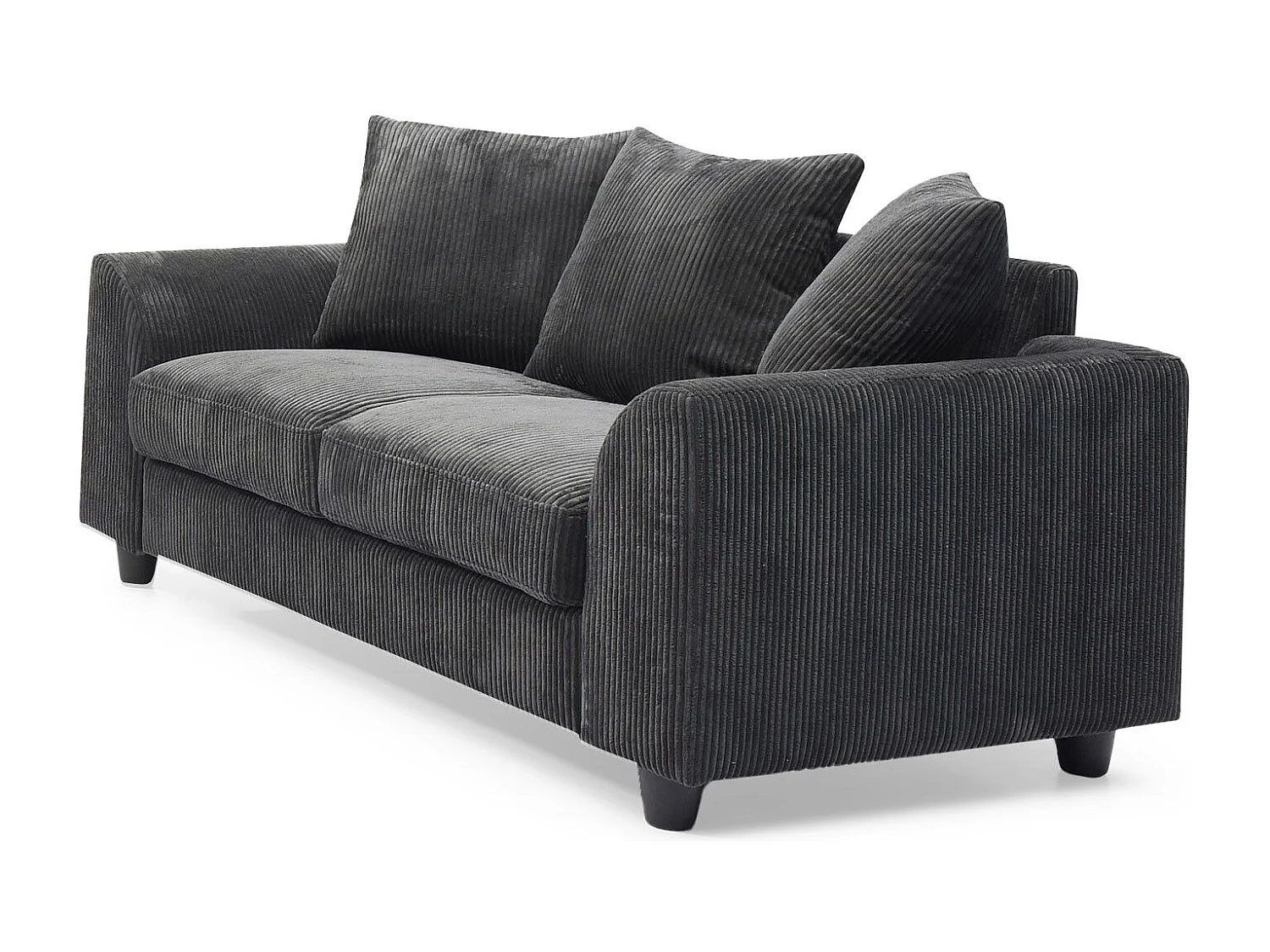 Canapé contemporain 2 places Mozart Velours côtelé Gris foncé