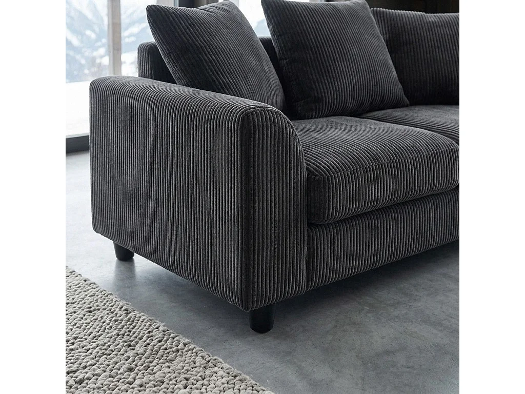 2-Sitzer-Sofa Mozart Cord Velours Dunkelgrau Modern und Bequem