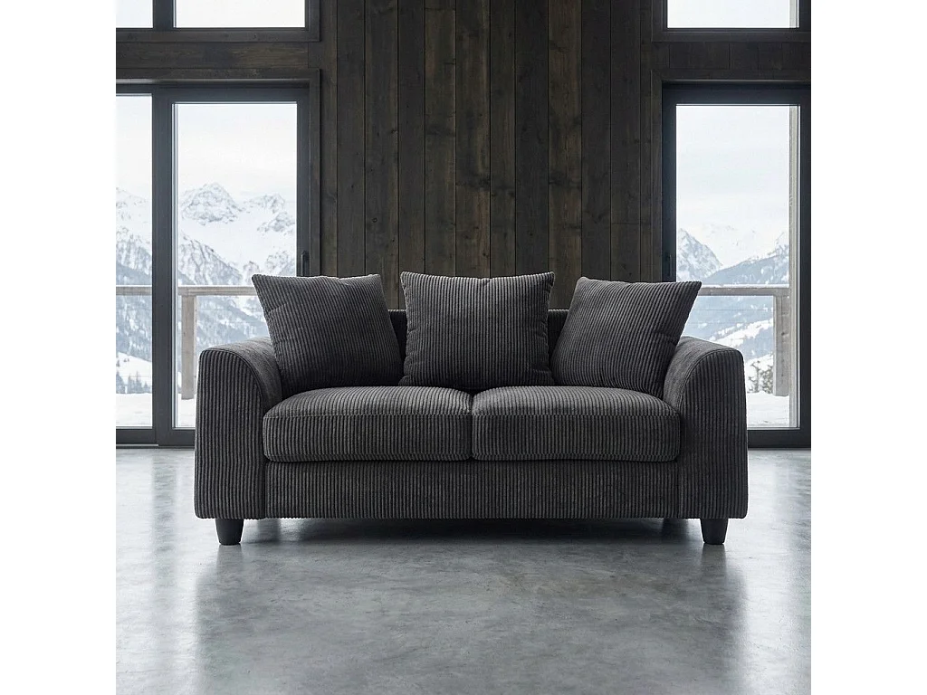 2-Sitzer-Sofa Mozart Cord Velours Dunkelgrau Modern und Bequem