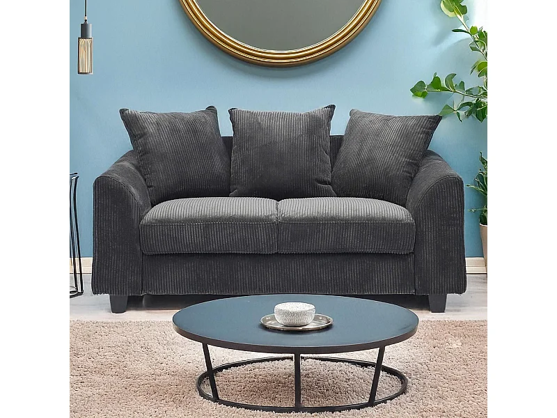 2-Sitzer-Sofa Mozart Cord Velours Dunkelgrau Modern und Bequem