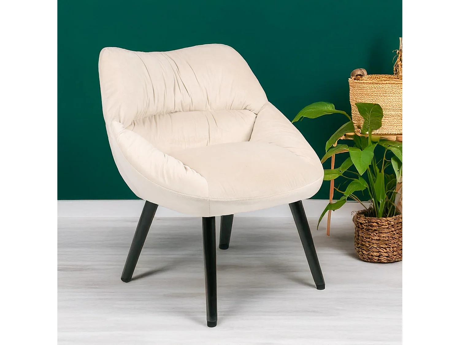 Fauteuil moderne et confortable Patrick Velours Beige