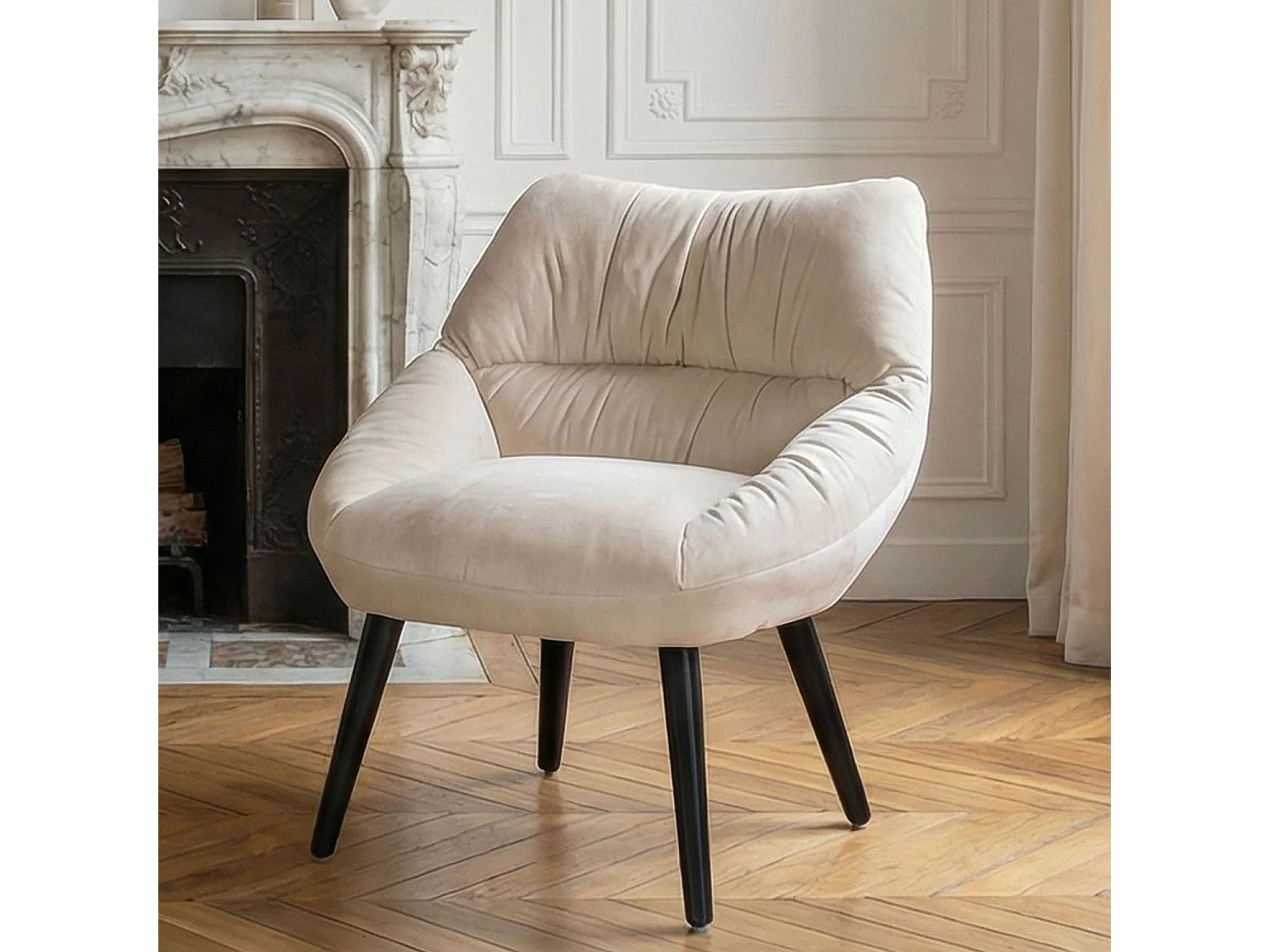 Fauteuil moderne et confortable Patrick Velours Beige