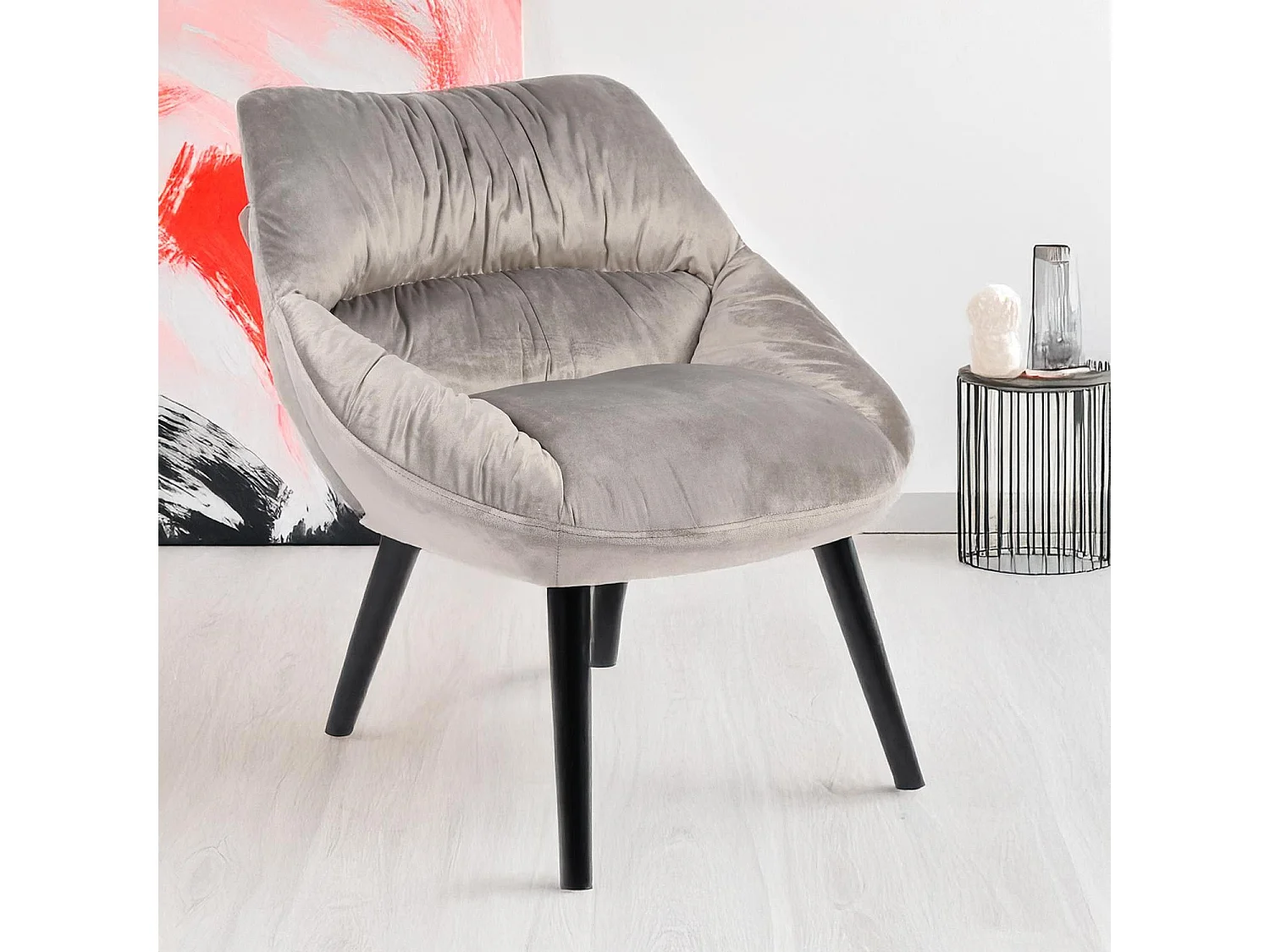 Fauteuil moderne et confortable Patrick Velours Gris