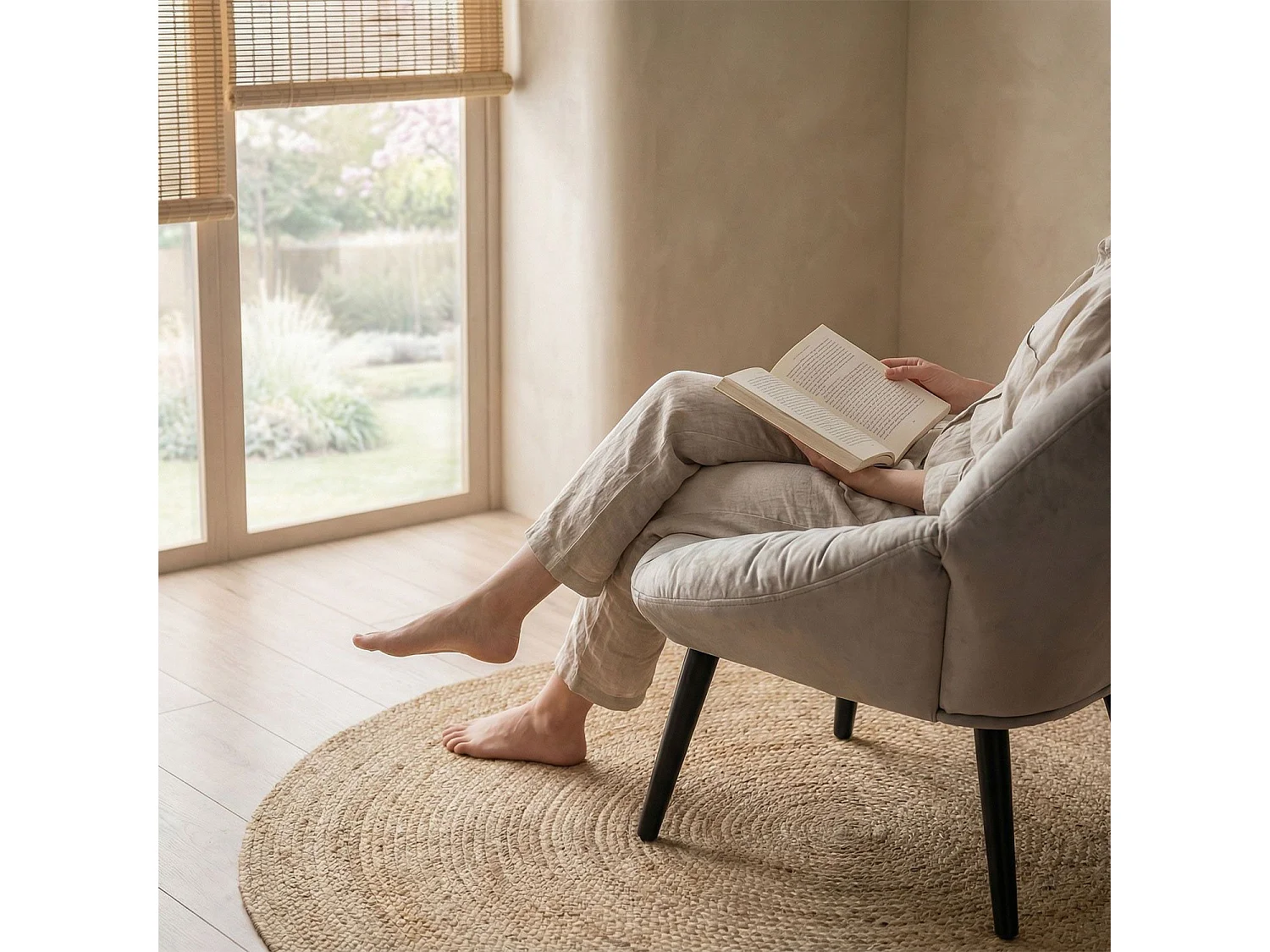 Fauteuil moderne et confortable Patrick Velours Gris