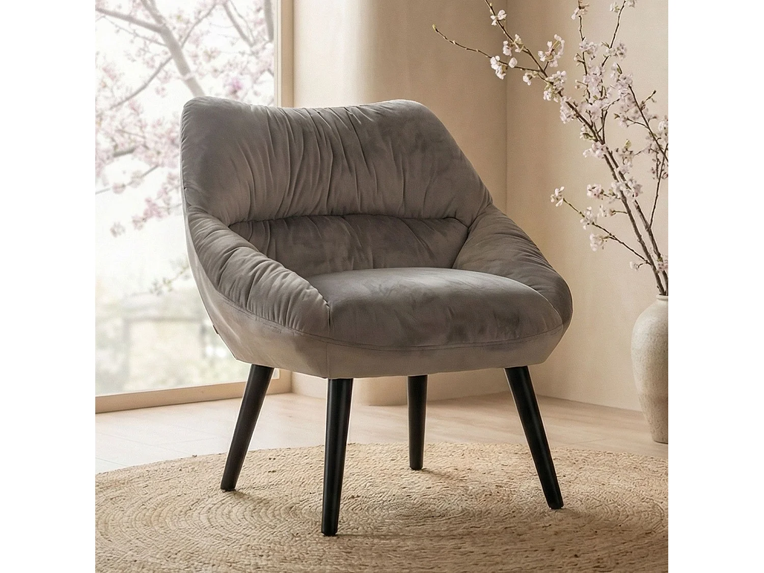 Fauteuil moderne et confortable Patrick Velours Gris