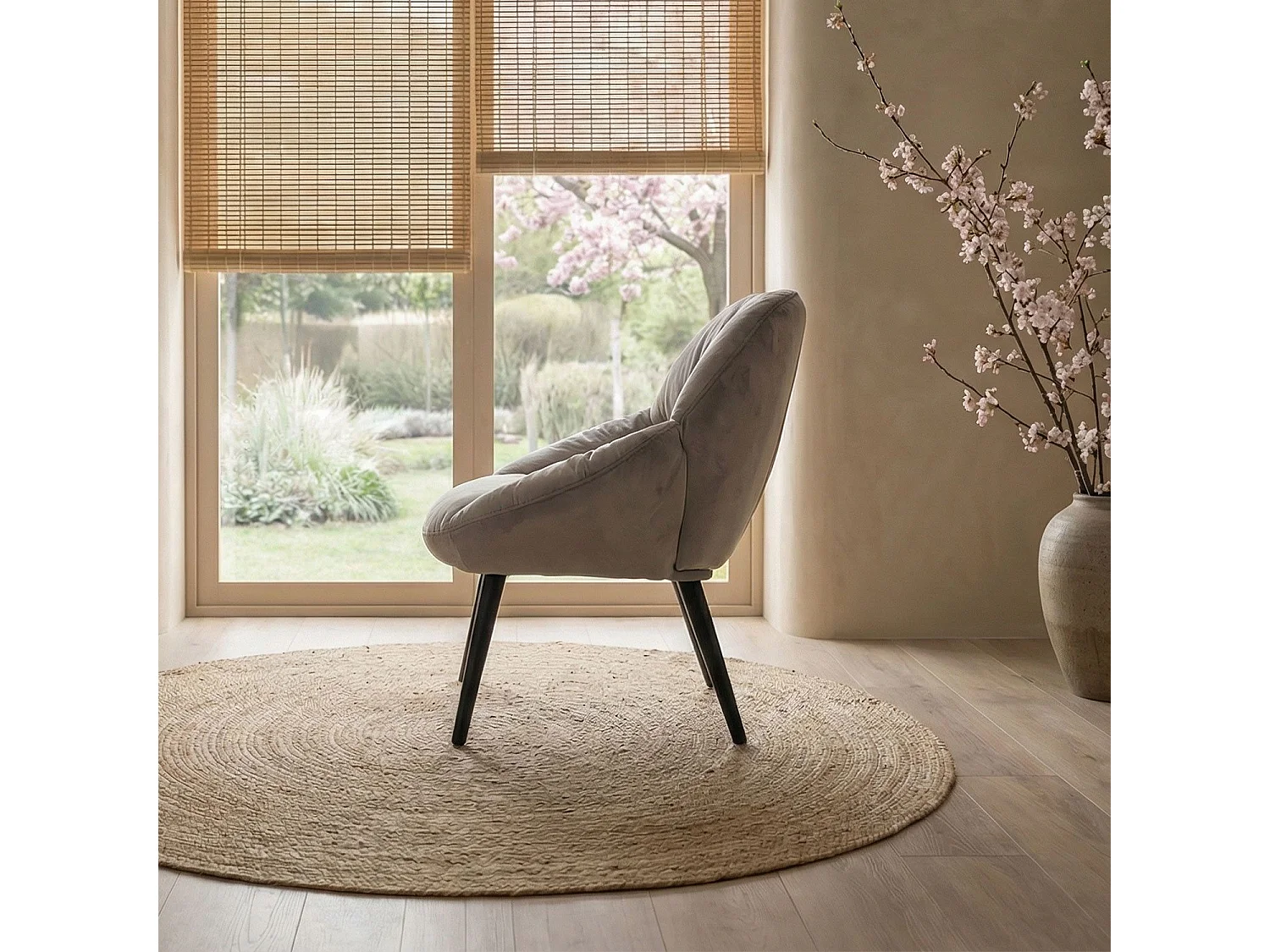 Fauteuil moderne et confortable Patrick Velours Gris