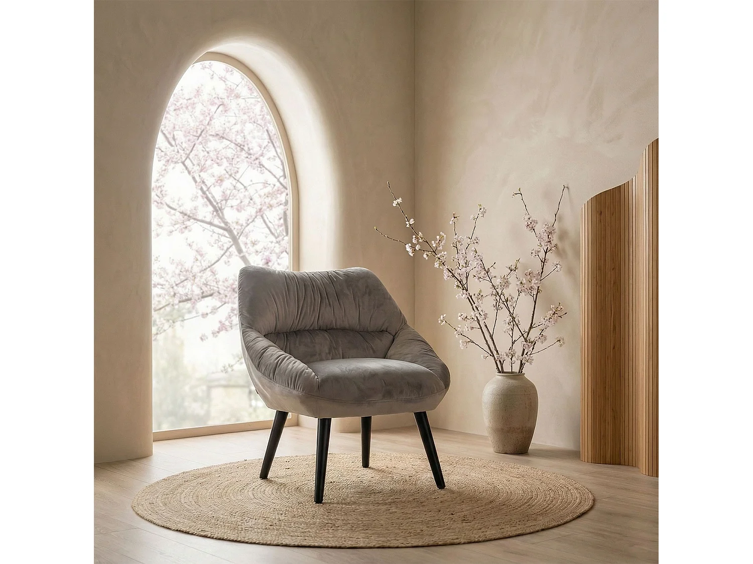 Fauteuil moderne et confortable Patrick Velours Gris