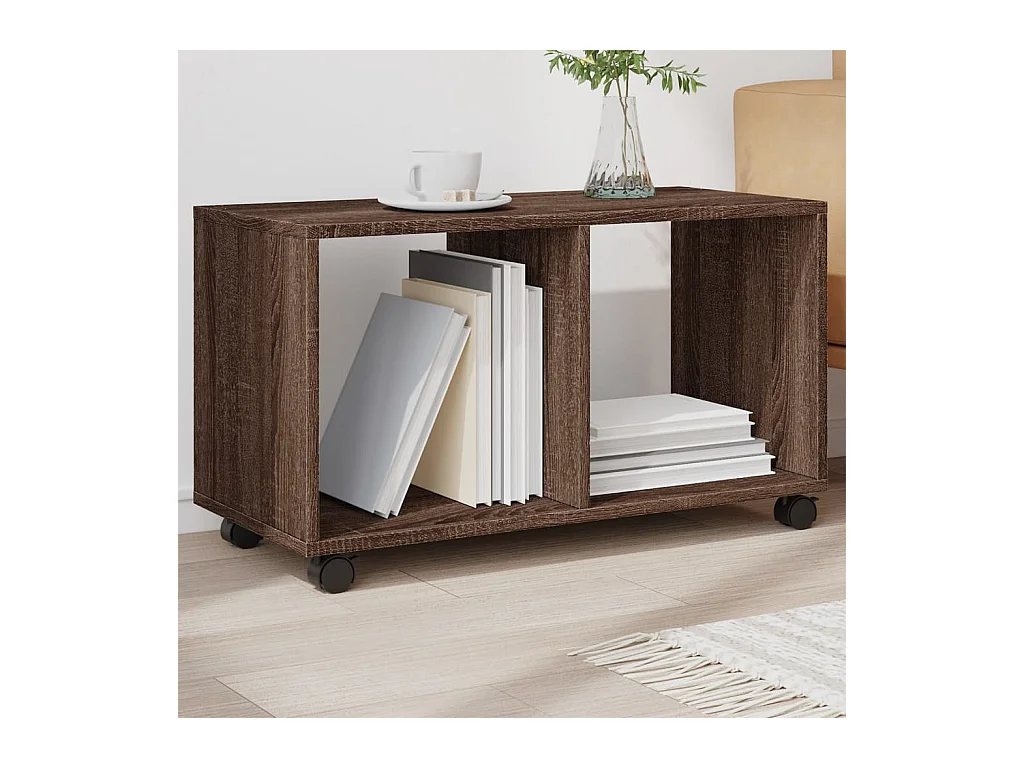 Armoire roulante chêne marron 72x33x42,5 cm bois d'ingénierie
