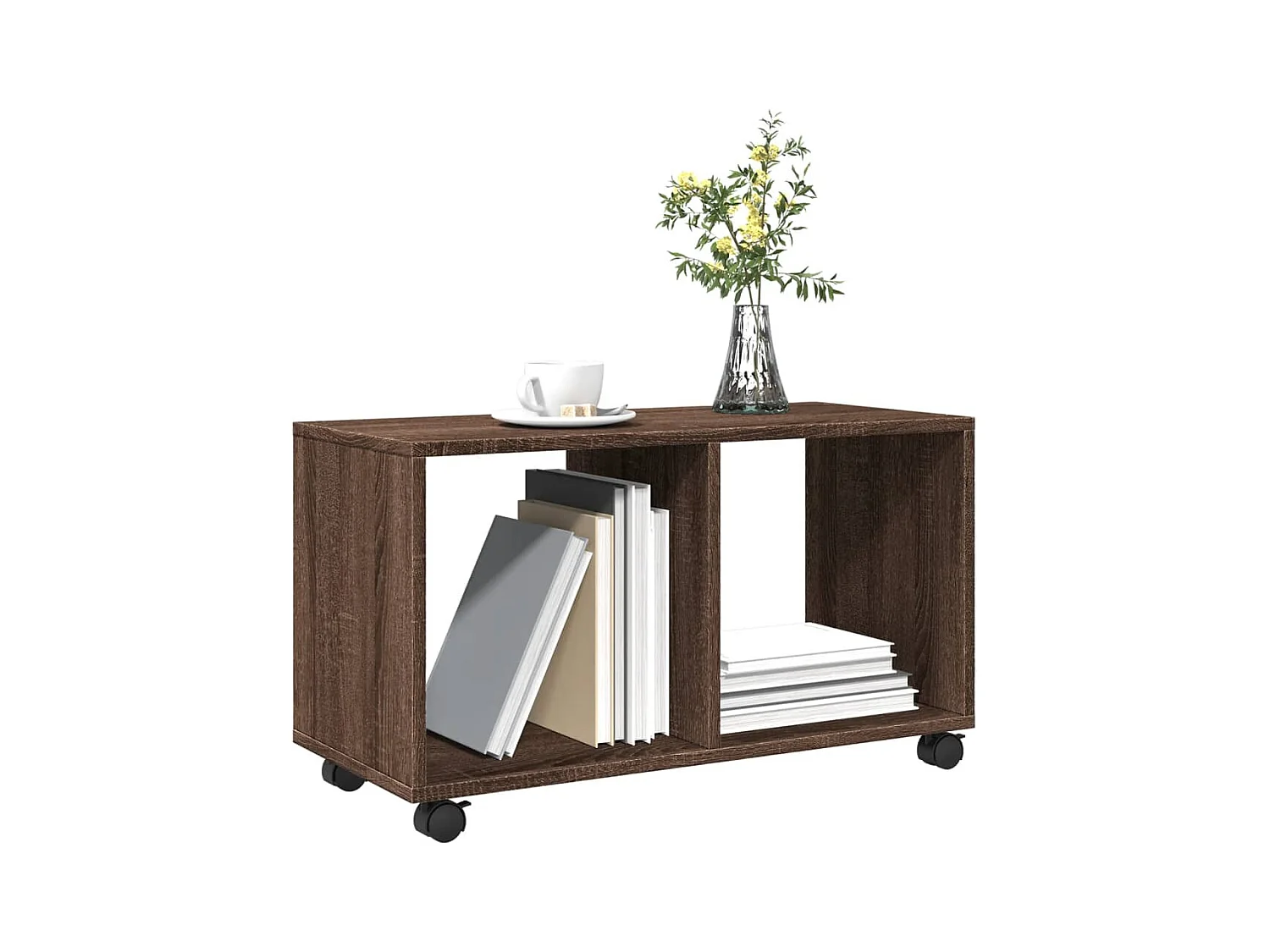Armoire roulante chêne marron 72x33x42,5 cm bois d'ingénierie