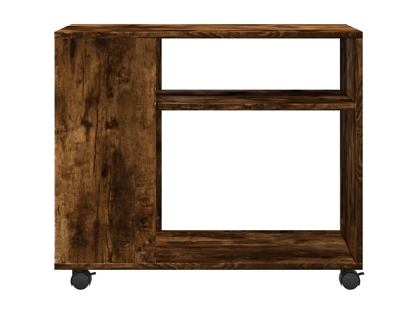 Table d'appoint avec roues chêne fumé bois d'ingénierie