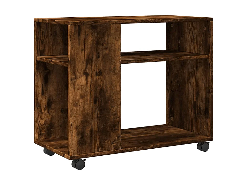 Tavolino con Ruote Rovere Fumo 70x35x60 cm in Truciolato