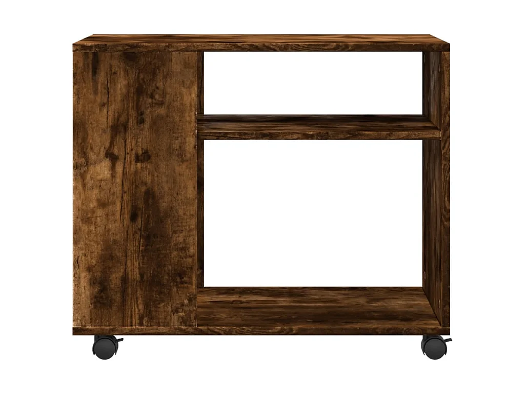 Table d'appoint avec roues chêne fumé bois d'ingénierie