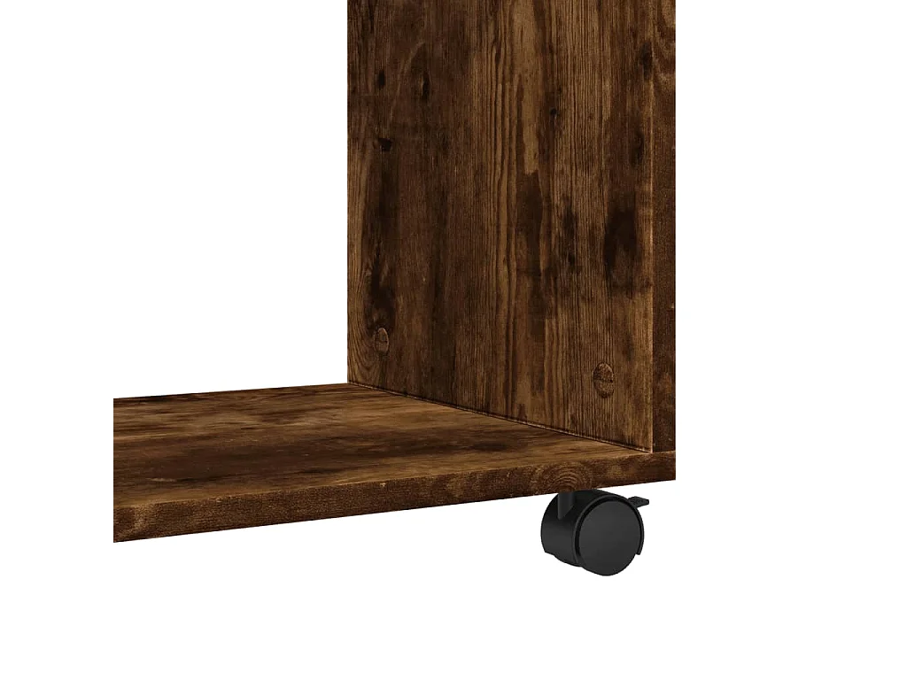 Table d'appoint avec roues chêne fumé bois d'ingénierie