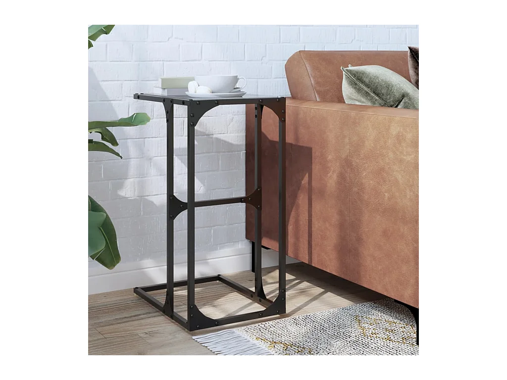 Table d'appoint avec verre noir 40x30x61,5 cm acier